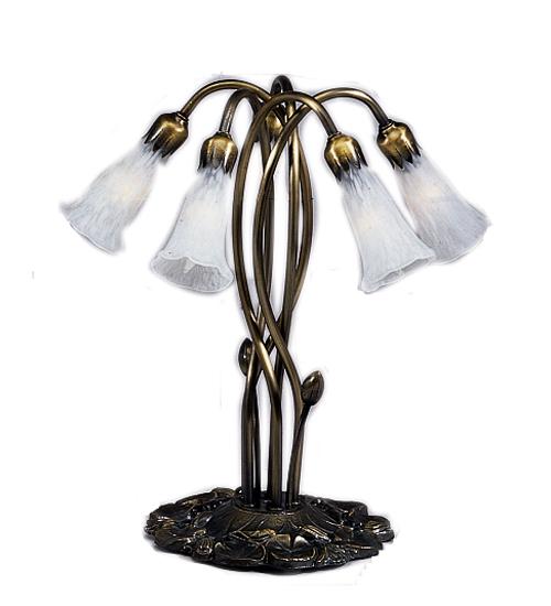 17&#34; High White Pond Lily 5 Light Table Lamp