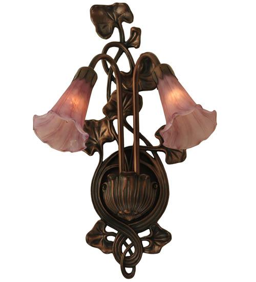 11&#34;W Lavender Pond Lily 2 Lt Wall Sconce