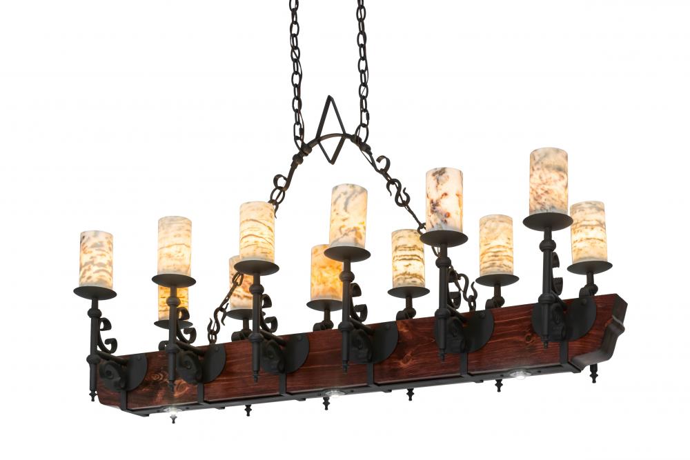 60&#34; Long Tudor Jadestone 12 Light Oblong Chandelier