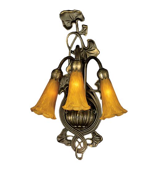 10.5&#34;W Amber Pond Lily 3 LT Wall Sconce