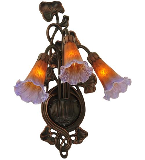 10.5&#34;W Amber/Purple Pond Lily 3 LT Wall Sconce