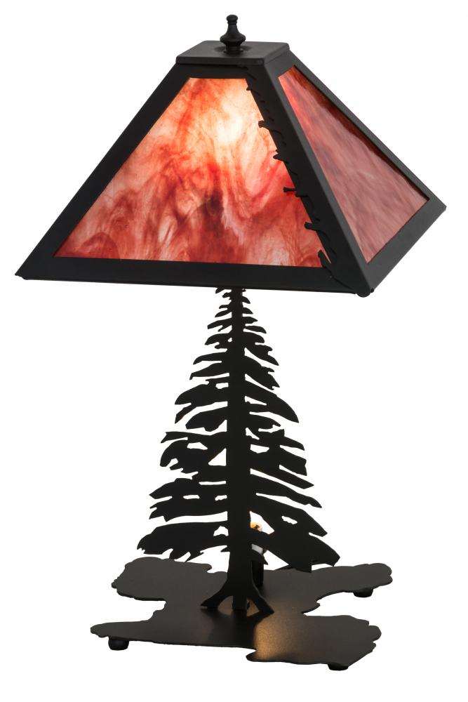 21&#34; High Leaf Edge Tall Pines W/Lighted Base Table Lamp