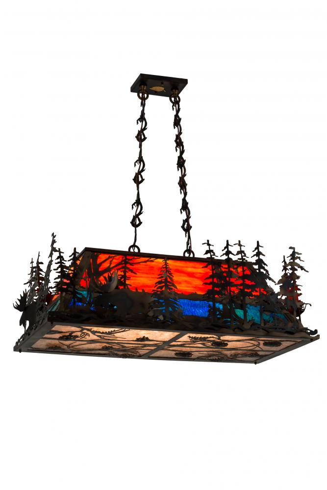 35&#34; Long Moose Through the Trees W/Diffuser Oblong Pendant