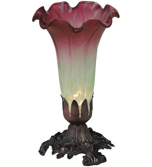 8&#34; High Seafoam/Cranberry Pond Lily Victorian Mini Lamp