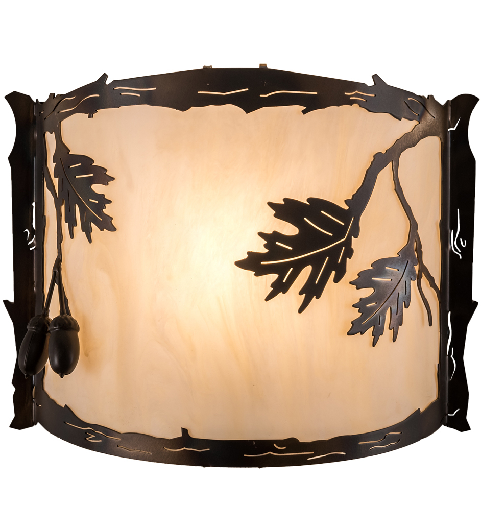 12&#34; Wide Oak Leaf & Acorn Wall Sconce