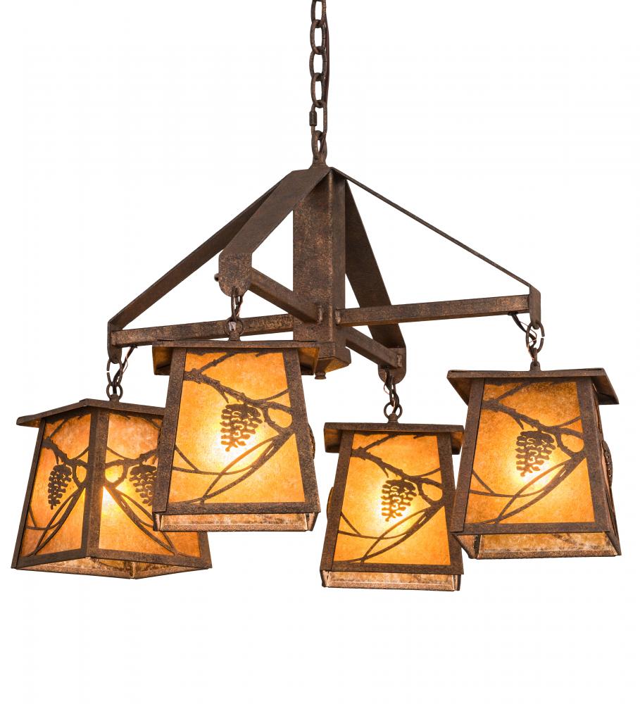 28&#34; Wide Whispering Pines 4 Light Chandelier