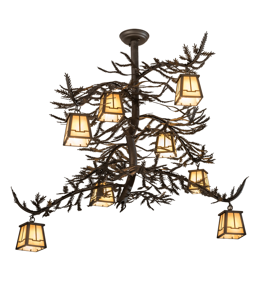 48&#34; Long Pine Branch Valley View 8 LT Chandelier