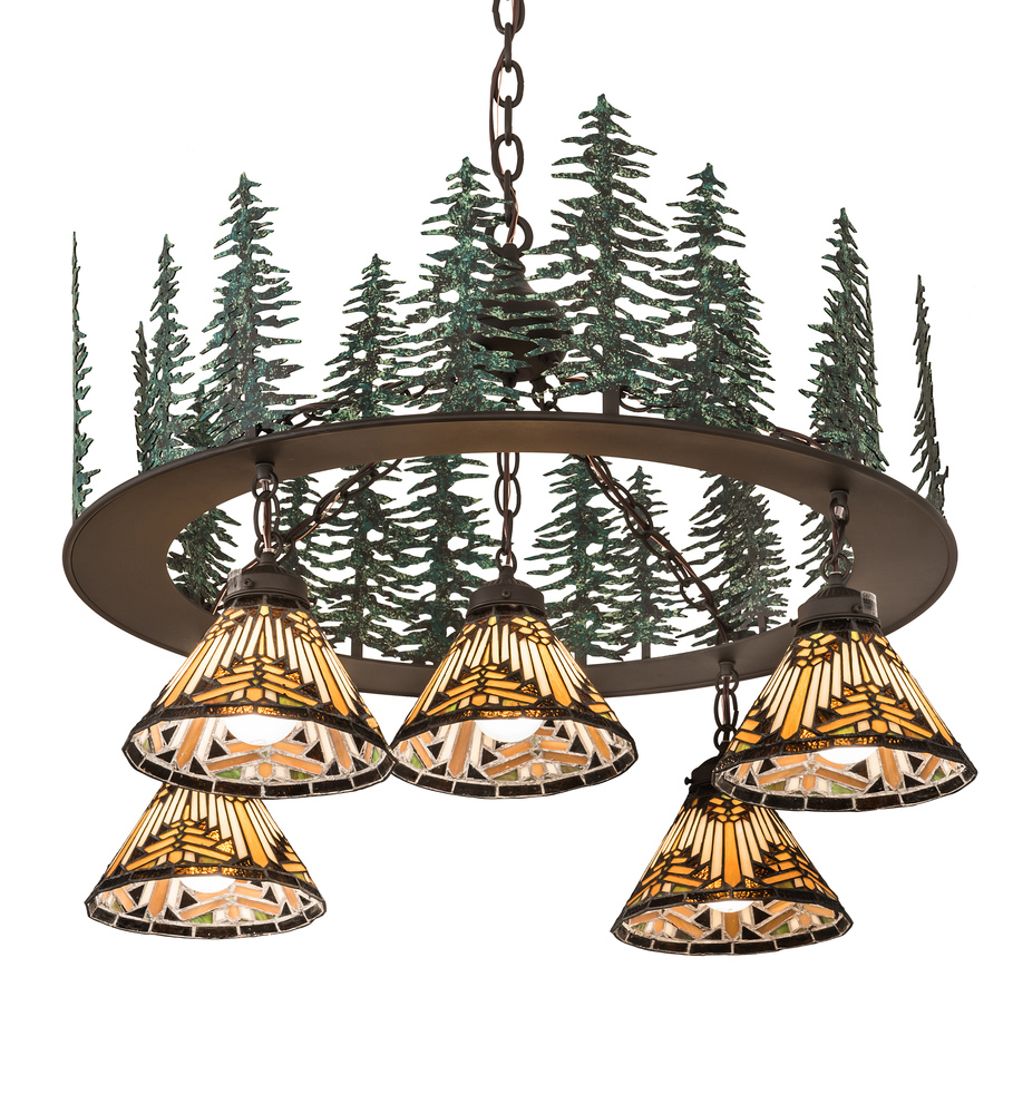 34&#34; Wide Nuevo Mission Tall Pines 5 Light Chandelier