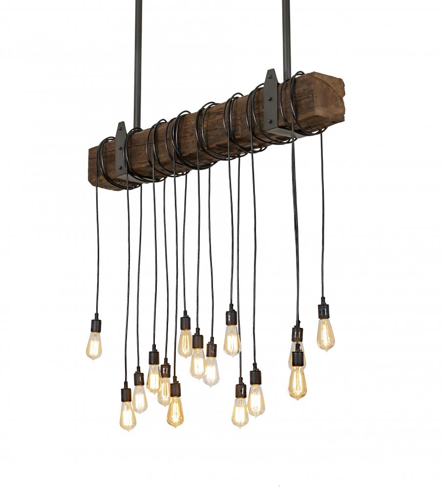 48&#34; Long Wood Beam 15 Light Pendant