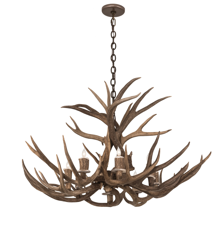 38&#34; Wide Antlers Deer 8 Light Chandelier