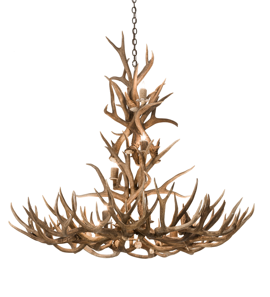 52&#34; Wide Antlers Mule Deer 12 Light Chandelier