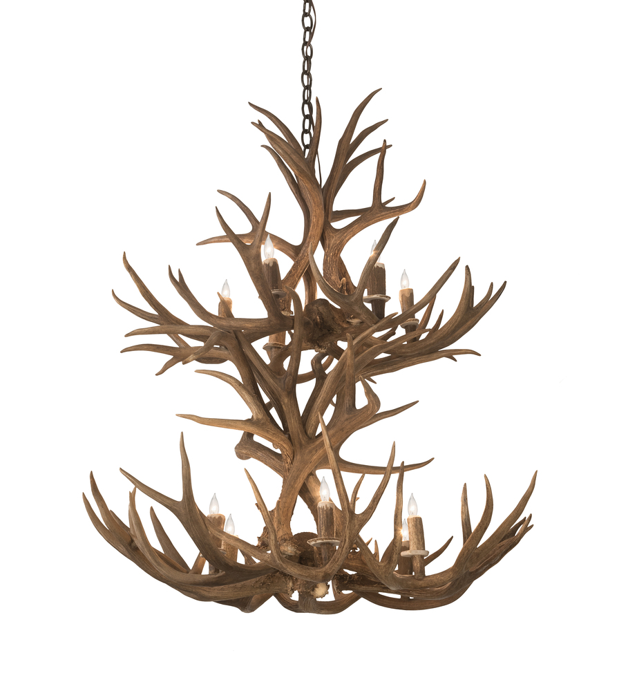 36&#34; Wide Antlers Mule Deer 12 Light Chandelier