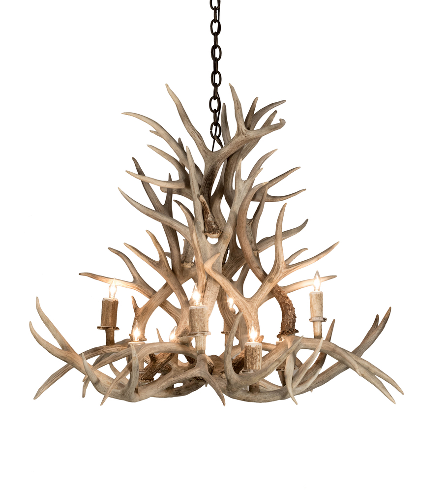 38&#34; Wide Antlers Mule Deer 8 Light Chandelier