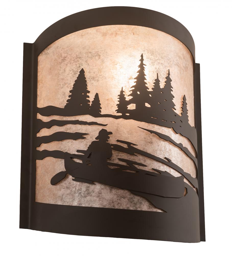 10&#34; Wide Canoe At Lake Left Wall Sconce