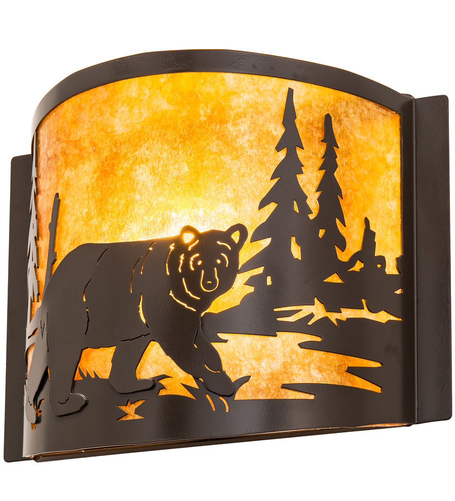 12&#34; Wide Bear at Lake Right Wall Sconce