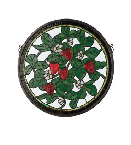 17&#34;W X 17&#34;H Strawberry Medallion Stained Glass Window