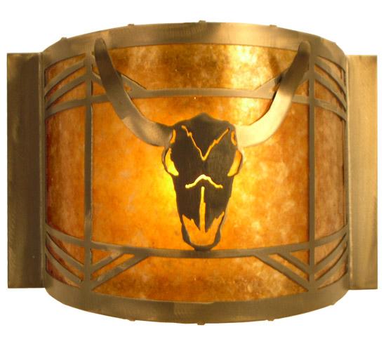 12&#34; Wide Steer Skull Wall Sconce