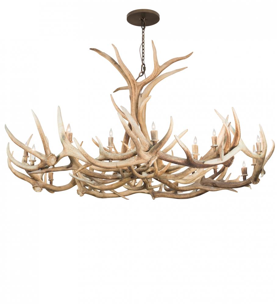 84&#34; Wide Antlers Elk & Mule Deer 18 Light Chandelier