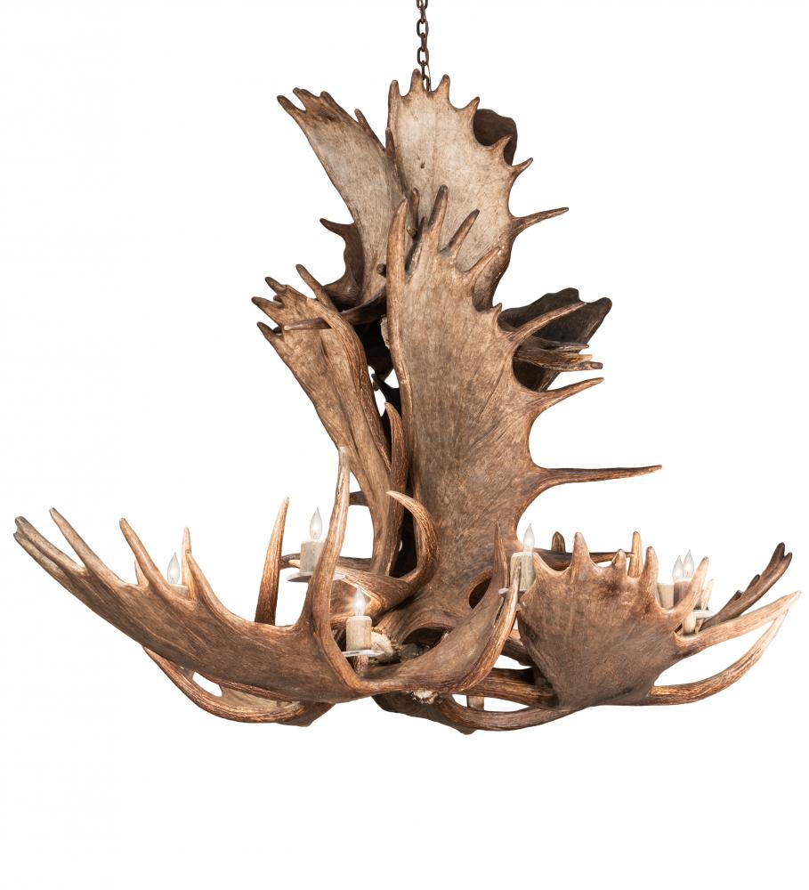 64&#34; Wide Antlers Moose 12 Light Chandelier