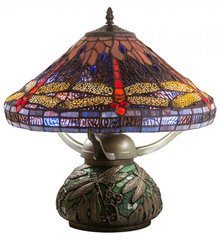 16&#34; High Tiffany Hanginghead Dragonfly Cone Table Lamp