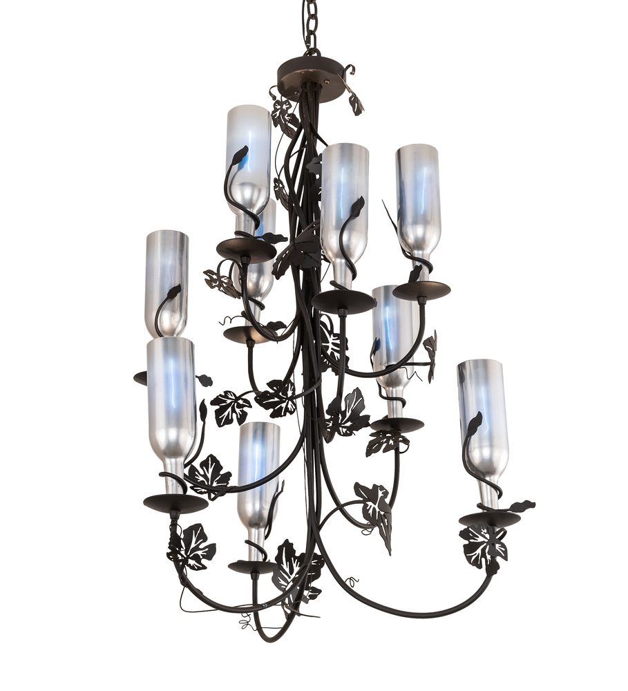 34&#34; Wide Tuscan Vineyard 9 Light Wine Bottle Chandelier