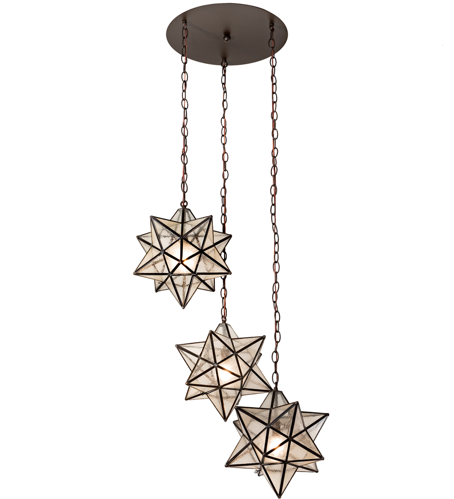 24&#34; Wide Moravian Star 3 Light Cascading Pendant