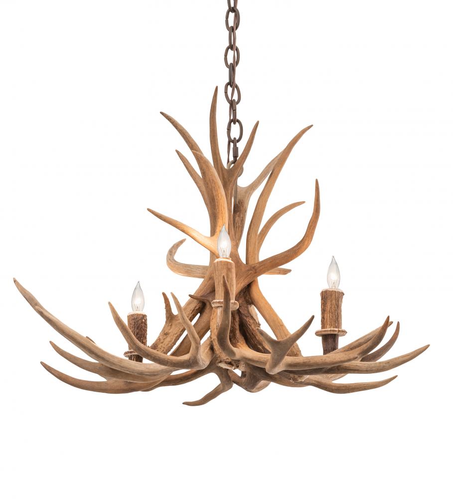 29&#34; Wide Antlers Elk 4 Light Chandelier