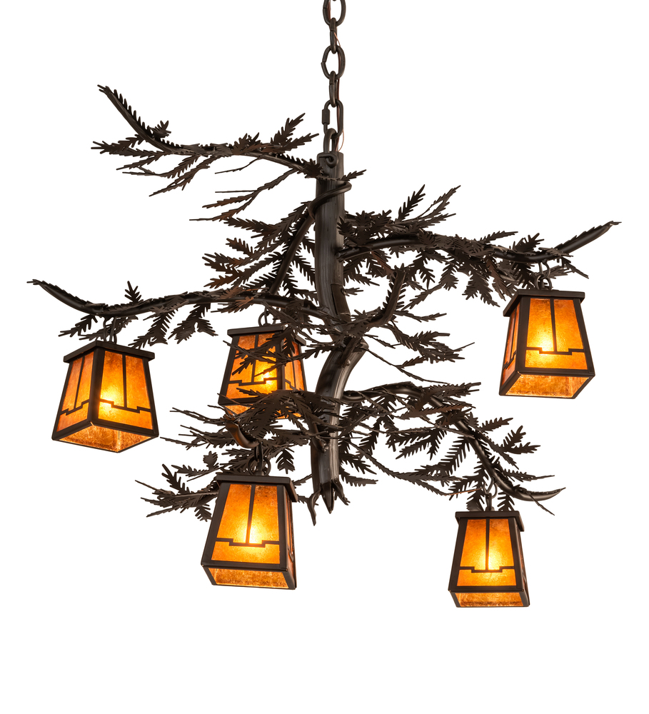 29&#34; Wide Pine Branch Valley View 5 Light Chandelier