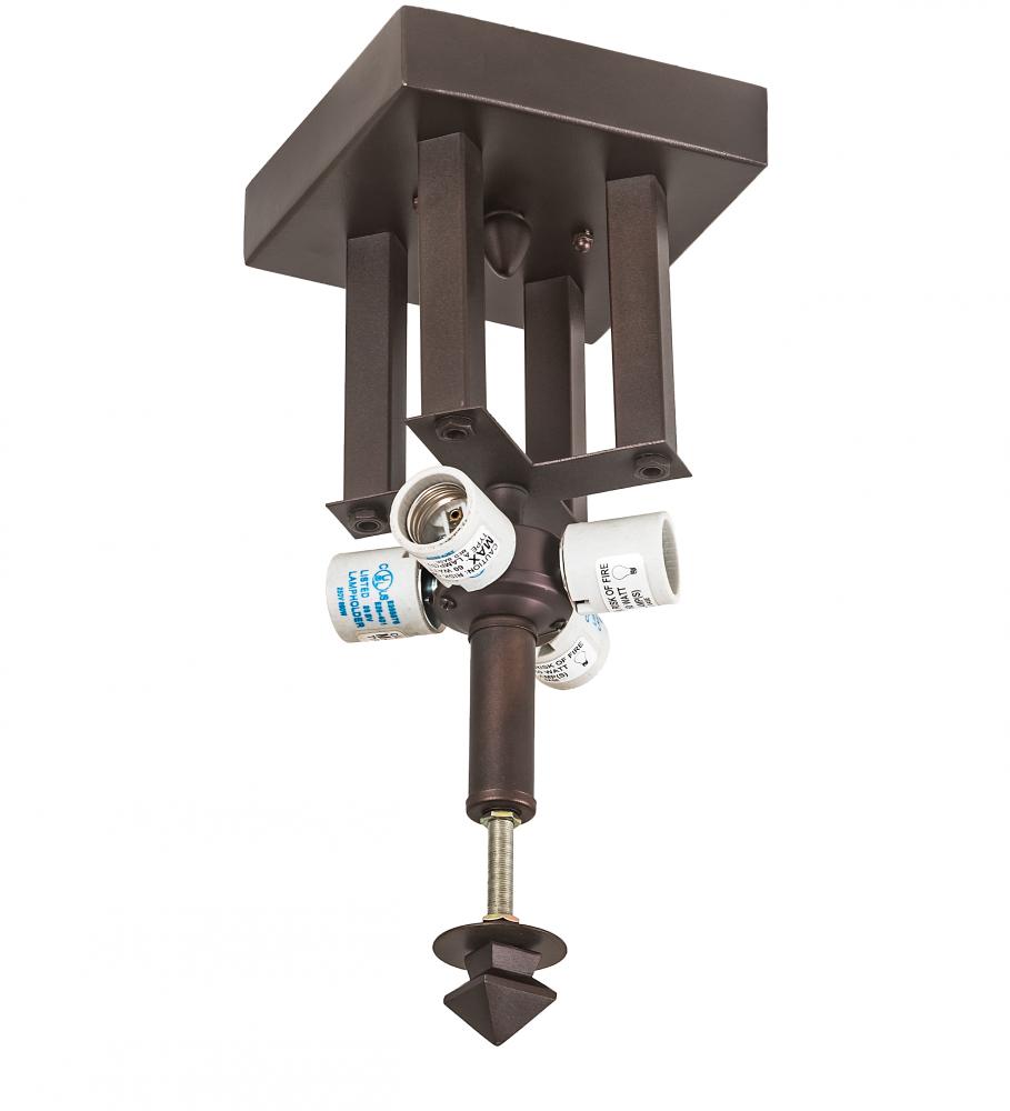 6&#34; Square Mahogany Bronze 4 Light Flushmount Hardware