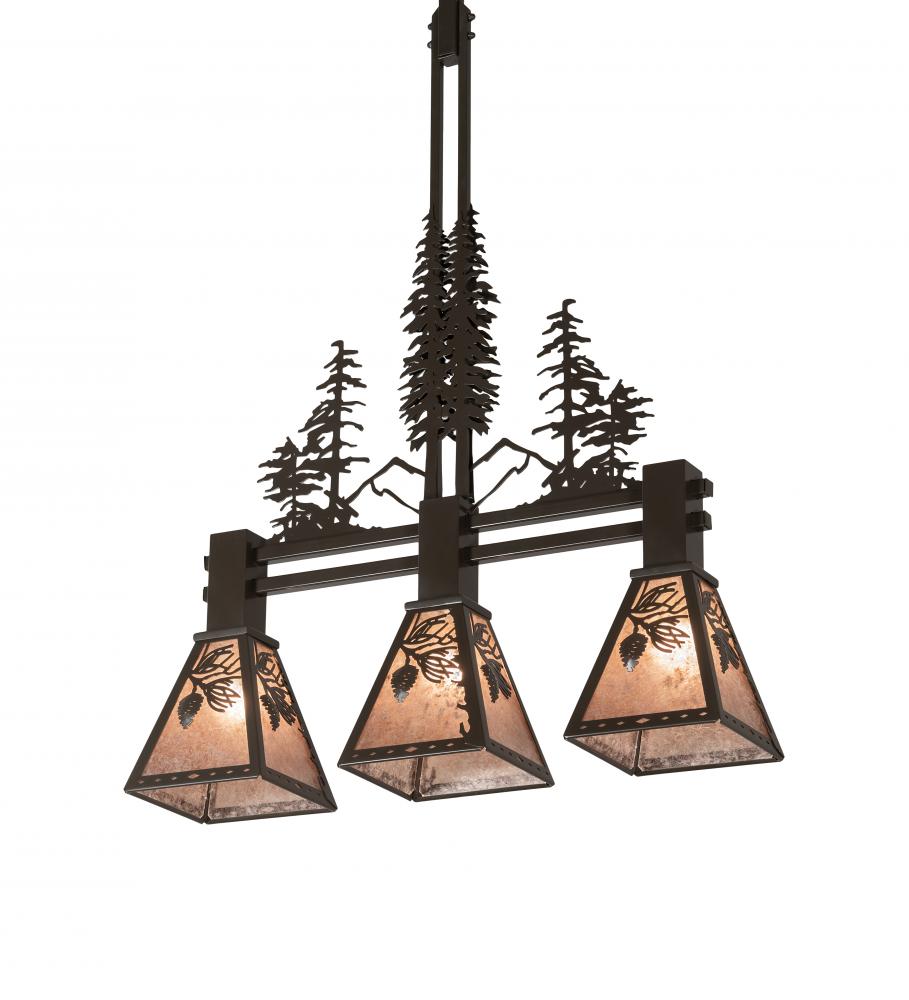 30&#34; Long Winter Pine Tall Pines 3 Light Island Pendant