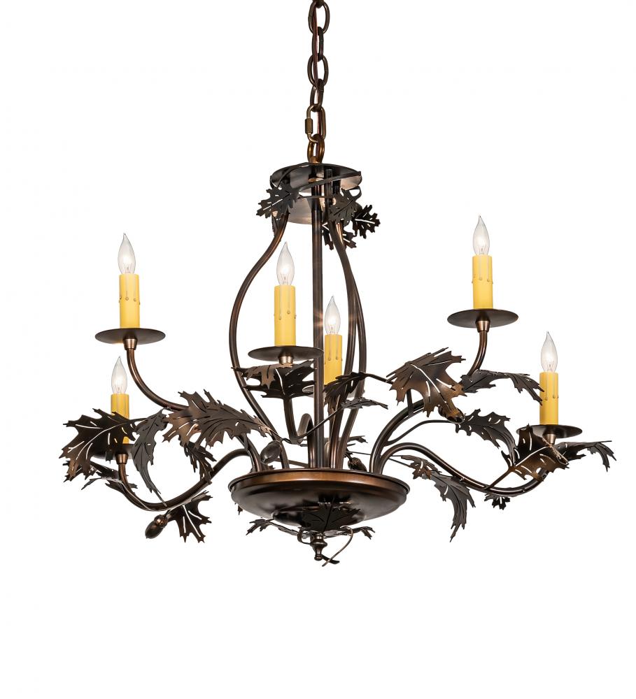 28&#34; Wide Oak Leaf & Acorn 6 Light Chandelier