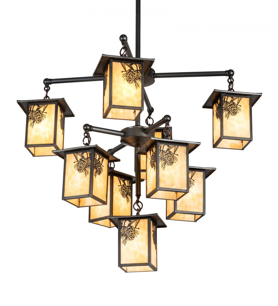 34&#34; Wide Seneca Winter Pine 9 Light Chandelier