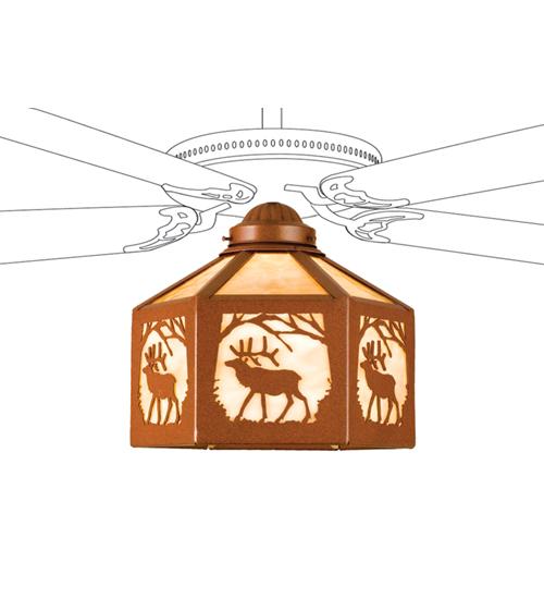 13&#34;W Lone Elk Fan Light Shade