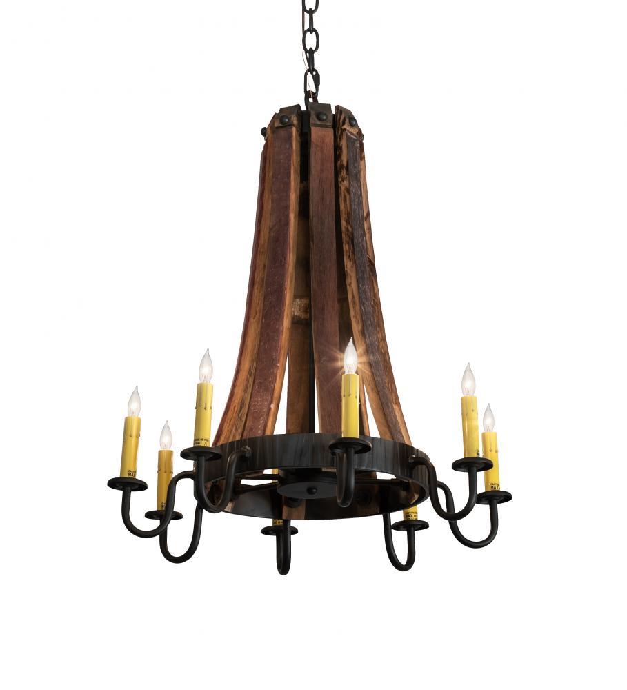 24&#34; Wide Barrel Stave Madera 8 Light Chandelier