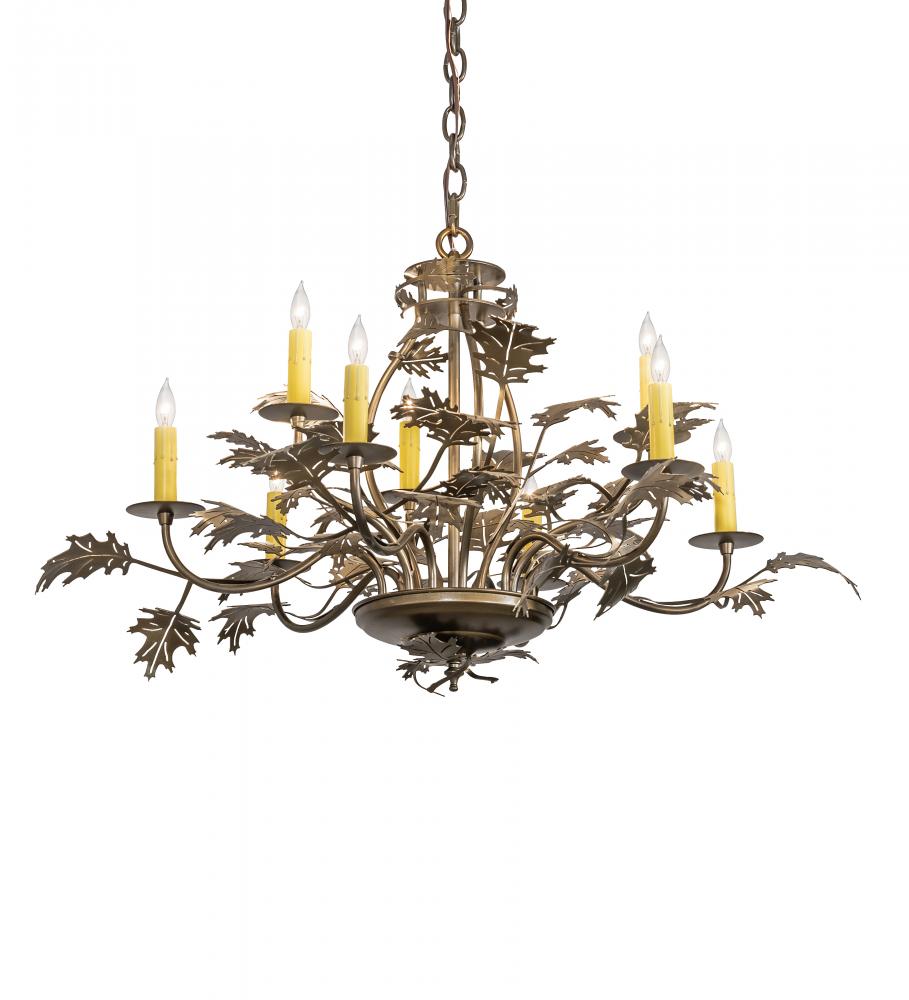 32&#34; Wide Oak Leaf 9 Light Chandelier