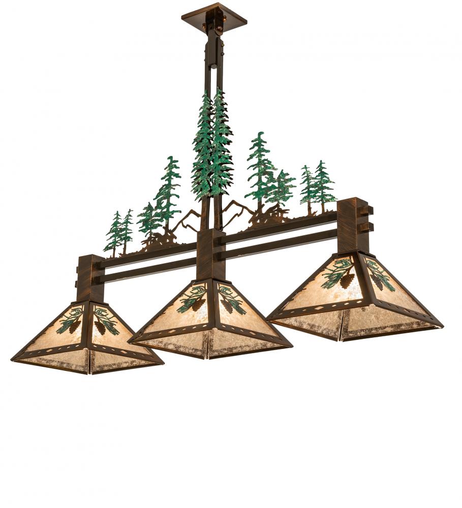 45&#34; Long Winter Pine Tall Pines 3 Light Island Pendant