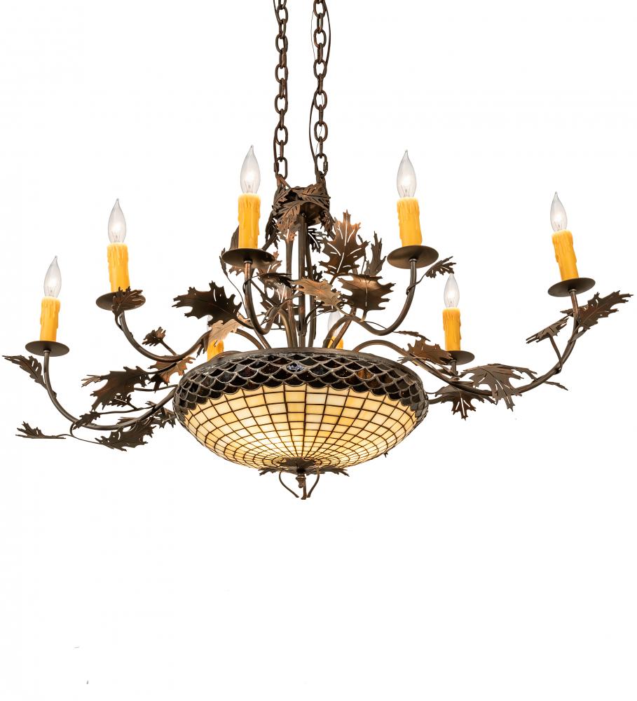 48&#34; Long Greenbriar Oak 8 Light Chandelier