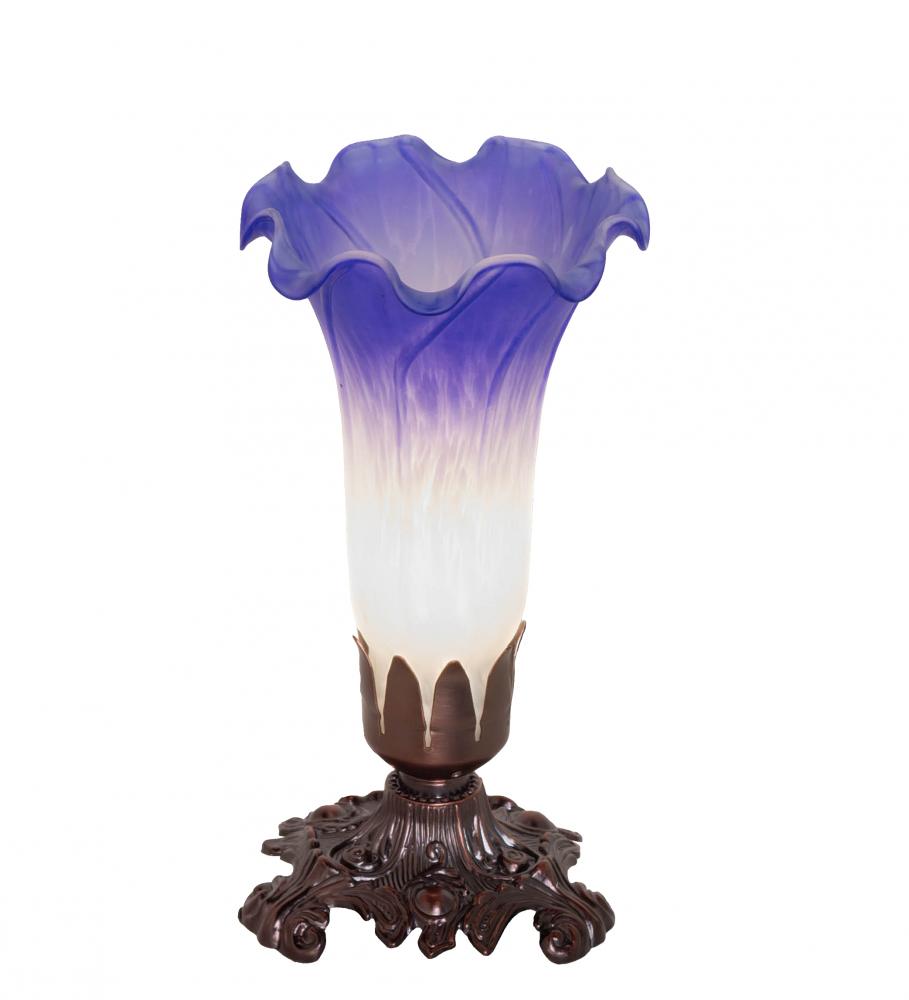 8&#34; High Blue/White Pond Lily Victorian Mini Lamp