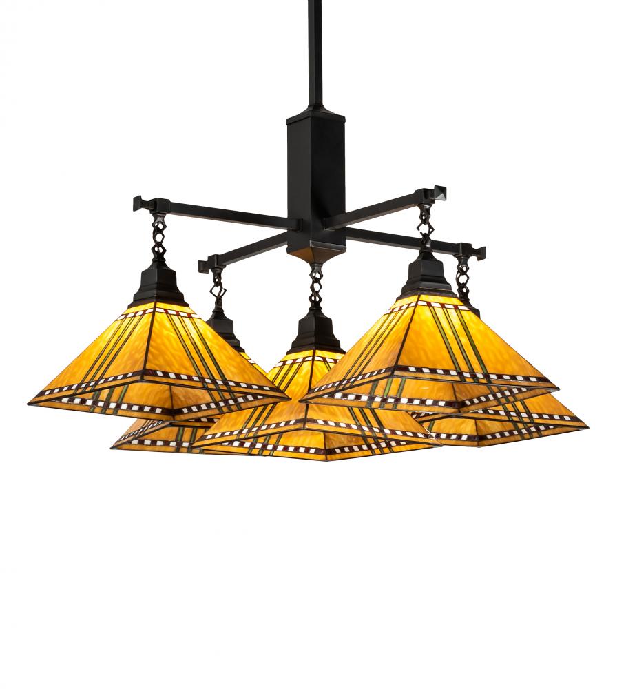 38&#34; Square Prairie Corn 5 Light Chandelier