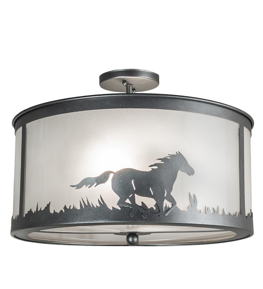 19&#34; Wide Running Horses Semi-Flushmount