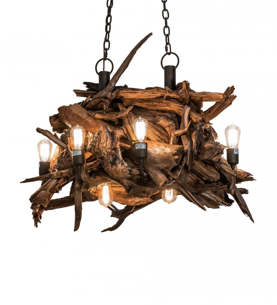 36&#34; Long Driftwood 8 Light Chandelier