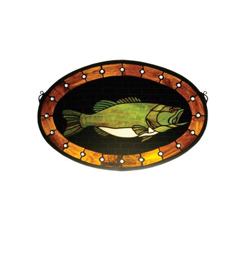 22&#34;W X 14&#34;H Bass Plaque Stained Glass Window