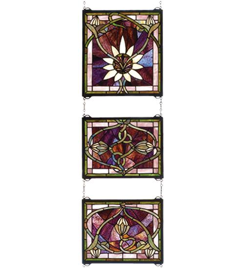 14&#34;W X 39&#34;H Solstice 3 Piece Stained Glass Window