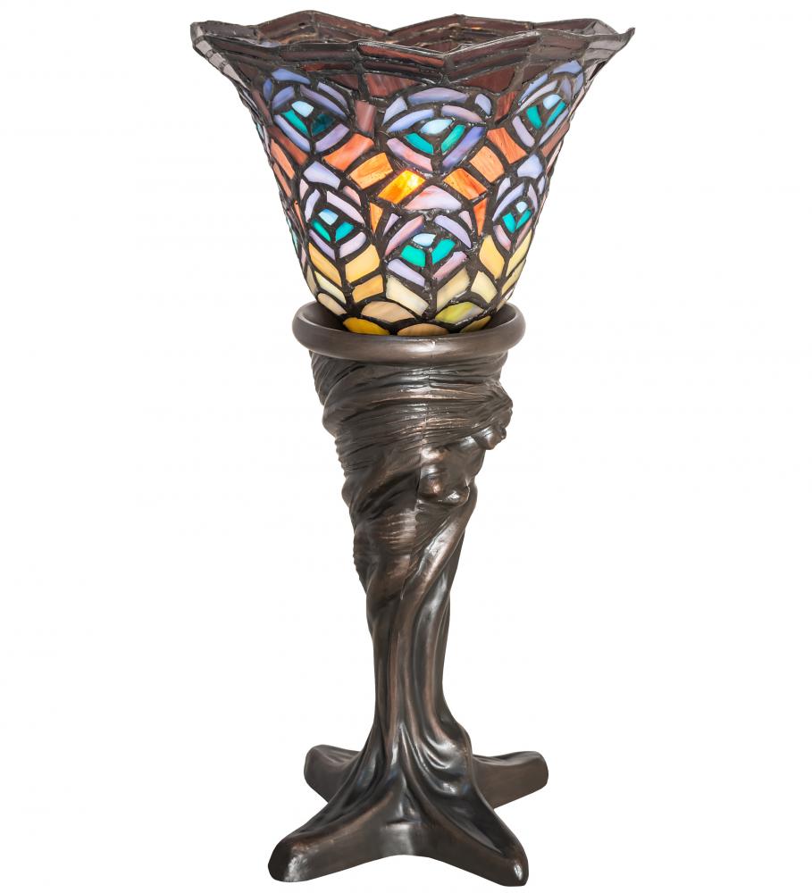 16&#34; High Tiffany Peacock Feather Mini Lamp