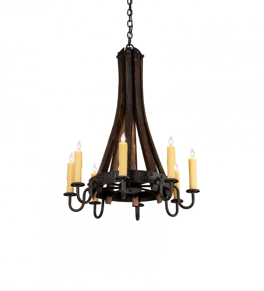 24&#34; Wide Barrel Stave Madera 8 Light Chandelier