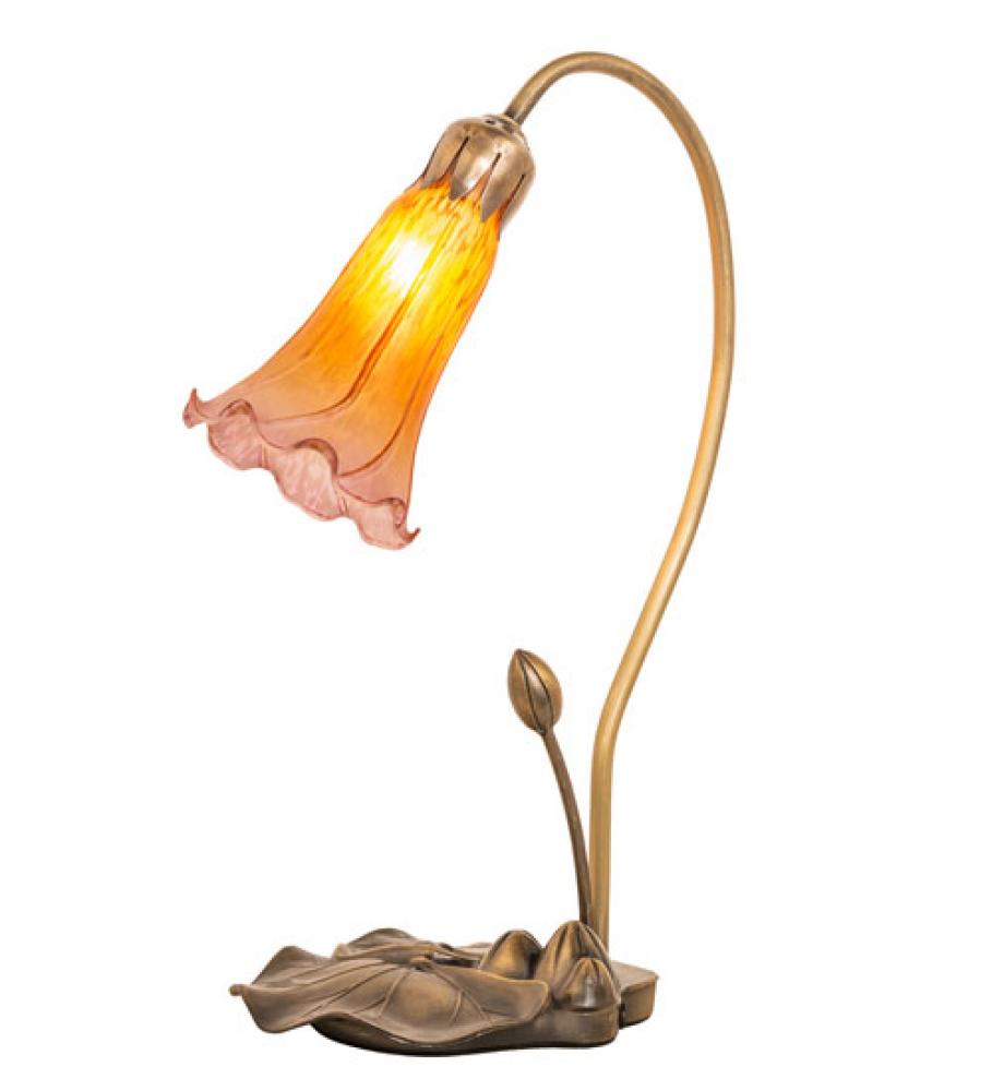 16&#34; High Amber/Purple Tiffany Pond Lily Accent Lamp