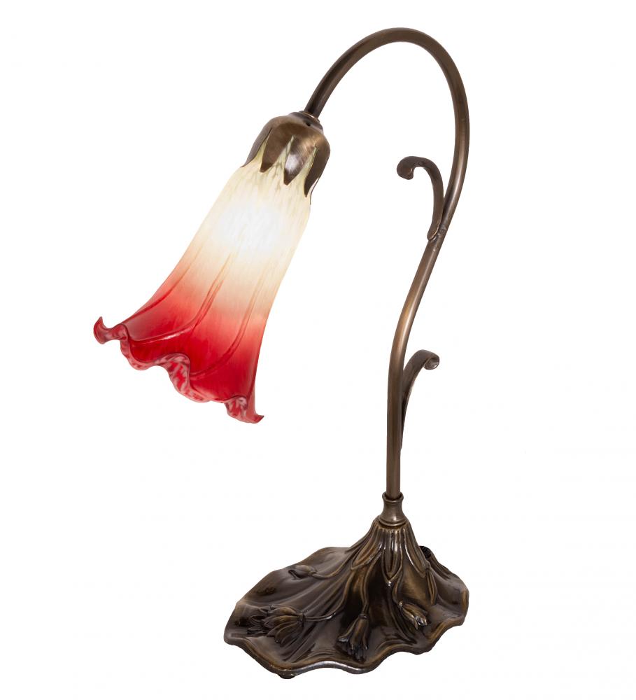 15&#34; High Seafoam/Cranberry Tiffany Pond Lily Accent Lamp