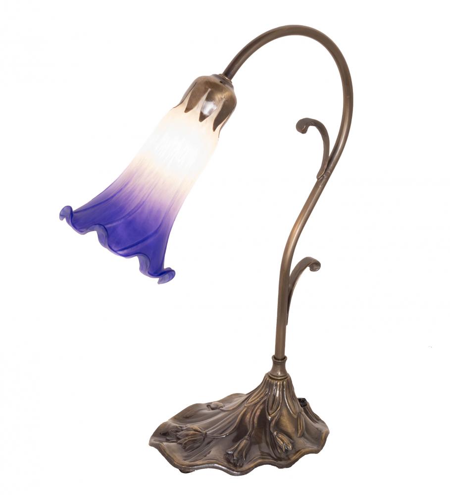 15&#34; High Blue/White Tiffany Pond Lily Accent Lamp