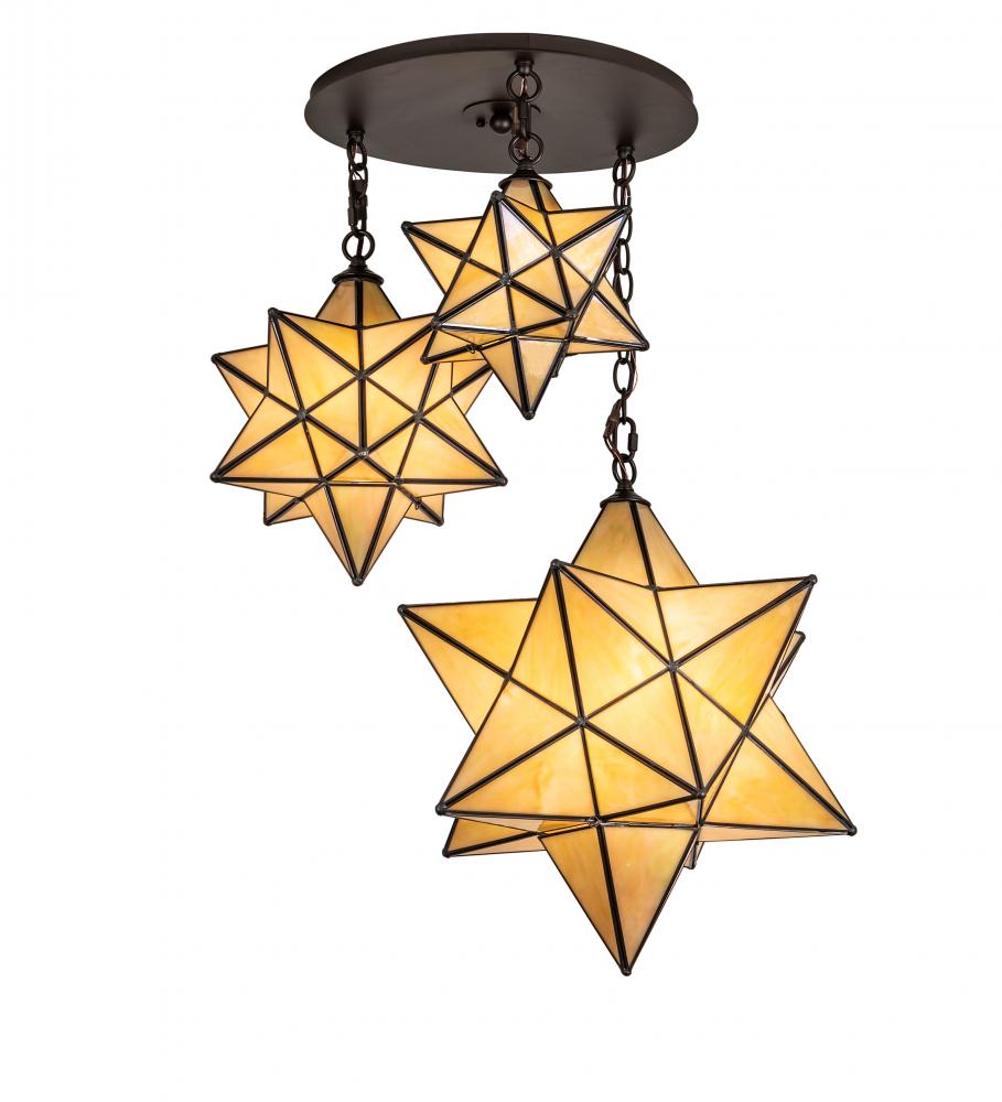 25&#34; Wide Moravian Star 3 Light Cascading Pendant