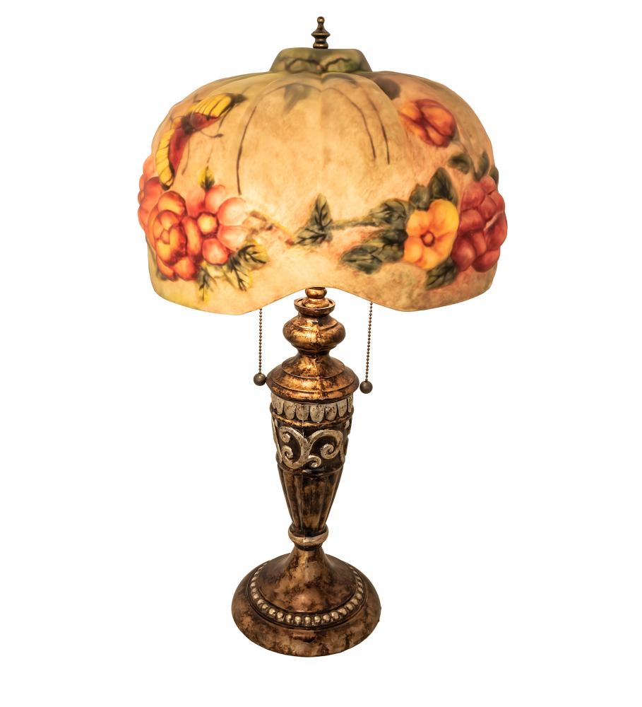 27&#34; High Puffy Butterfly & Flowers Table Lamp